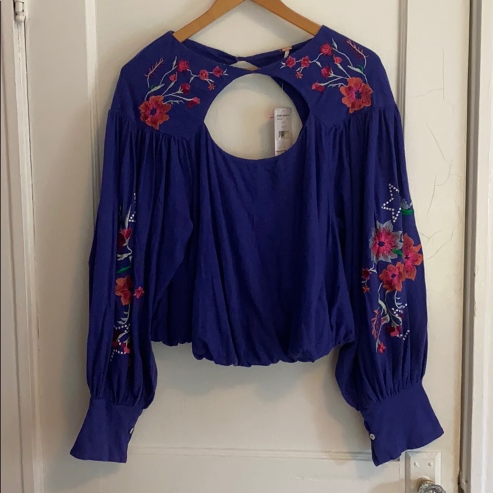 Free People Lida Boho embroidered sleeves NWT
